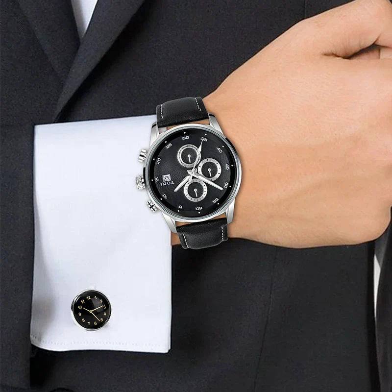 Kit Relógio Masculino Tomi Executive Preto com 4 Peças