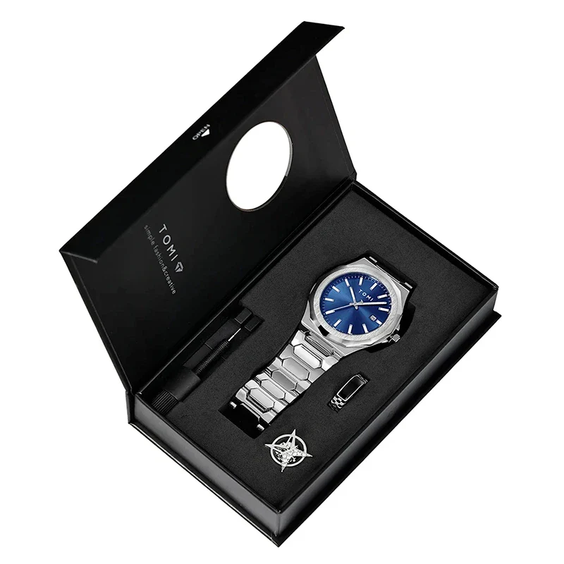 Kit Relógio Masculino Tomi Legacy Azul com 4 Peças