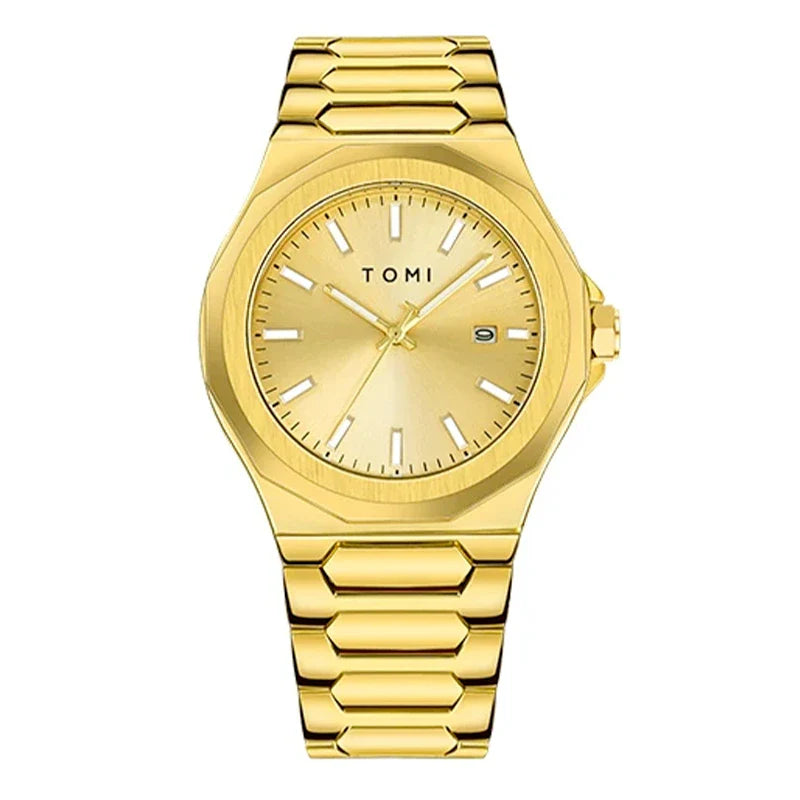 Kit Relógio Masculino Tomi Legacy Dourado com 4 Peças