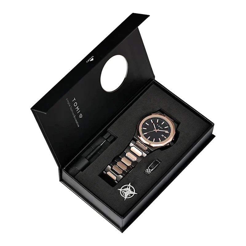 Kit Relógio Masculino Tomi Legacy Rose com 4 Peças