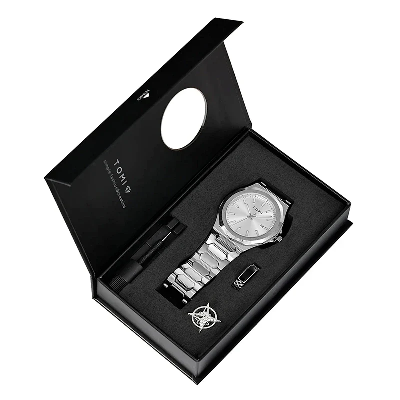 Kit Relógio Masculino Tomi Legacy Prata com 4 Peças