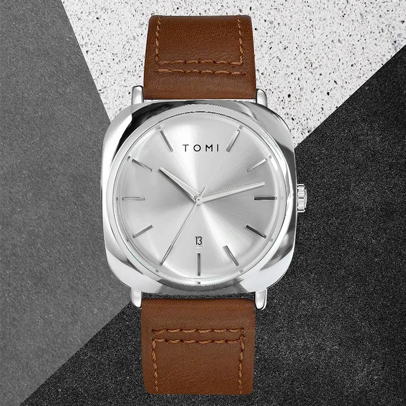 Relógio Minimalista Masculino Tomi Axel Marrom
