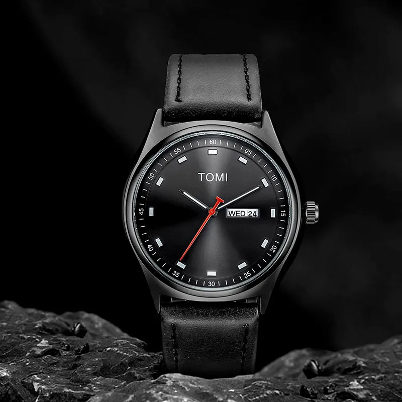 Relógio Minimalista Masculino Tomi Cronos Preto