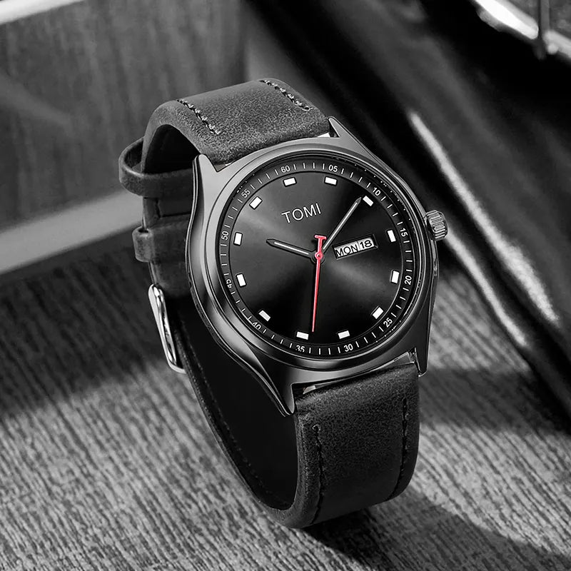 Relógio Minimalista Masculino Tomi Cronos Preto
