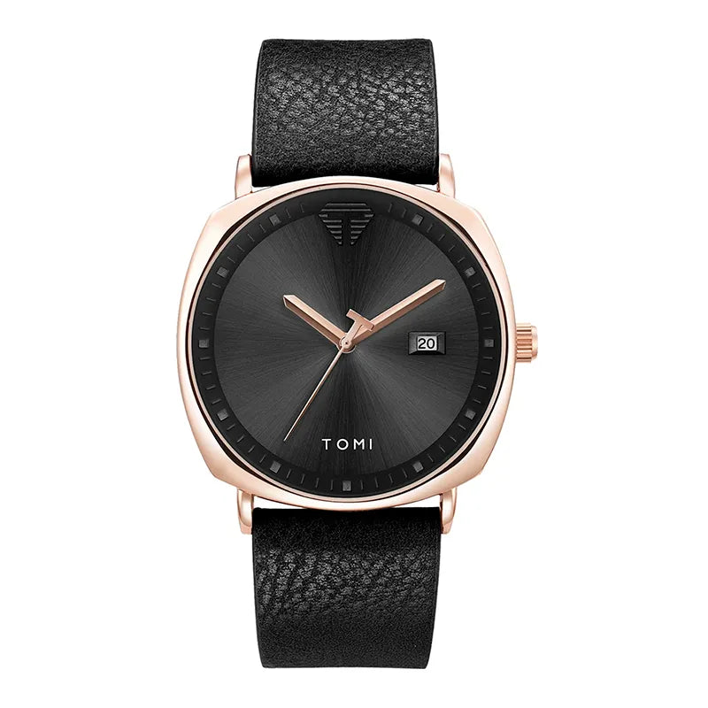 Relógio Minimalista Masculino Tomi Meritus Preto e Dourado