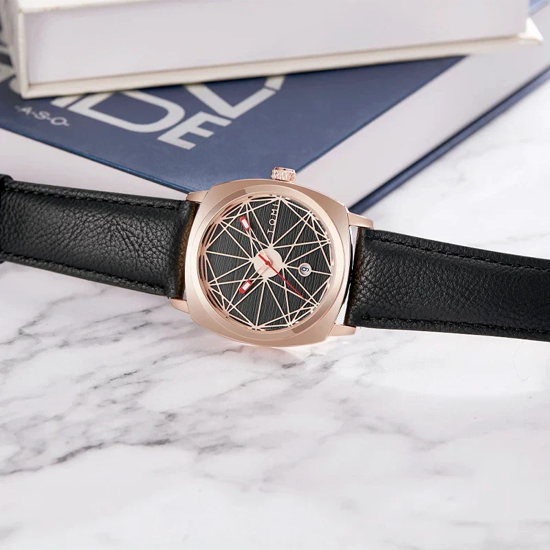 Relógio Minimalista Masculino Tomi Skeleton Rose
