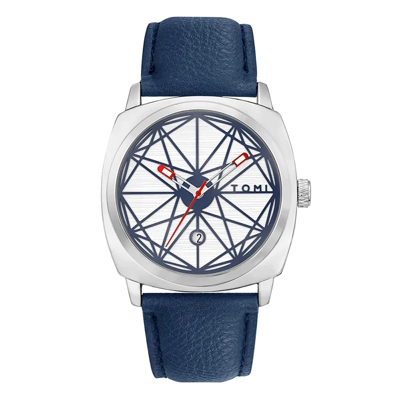 Relógio Minimalista Masculino Tomi Skeleton Azul