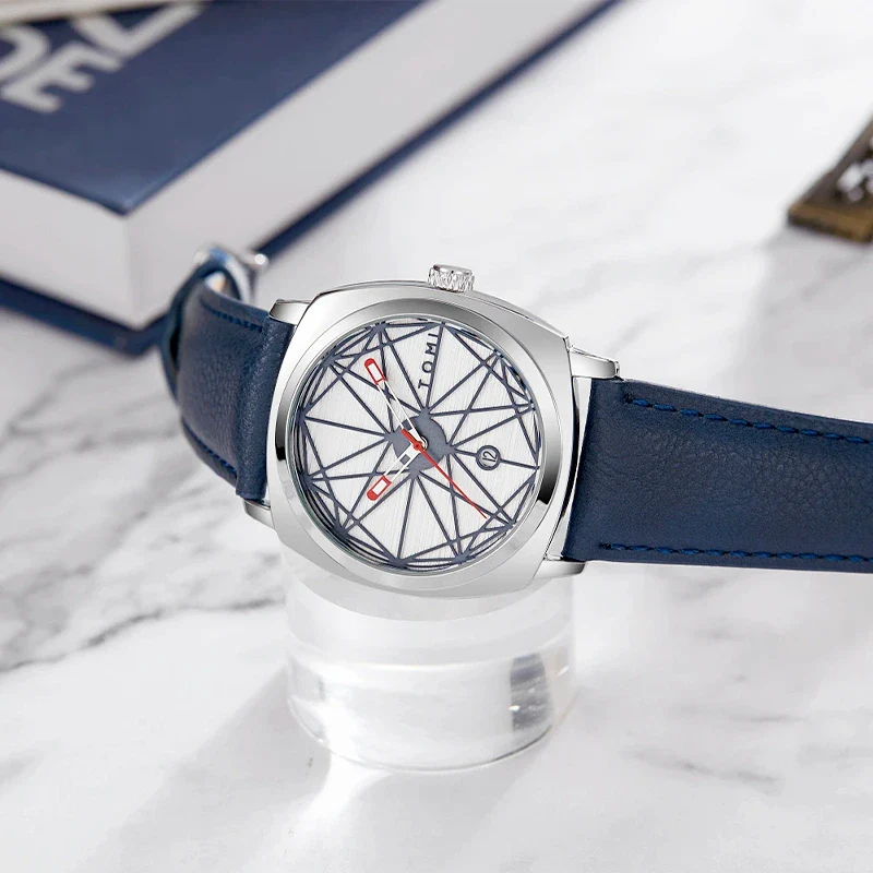 Relógio Minimalista Masculino Tomi Skeleton Azul